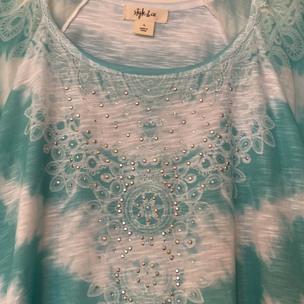 Style & Co Sea Green Top NWOT Size: L - Picture 2 of 8